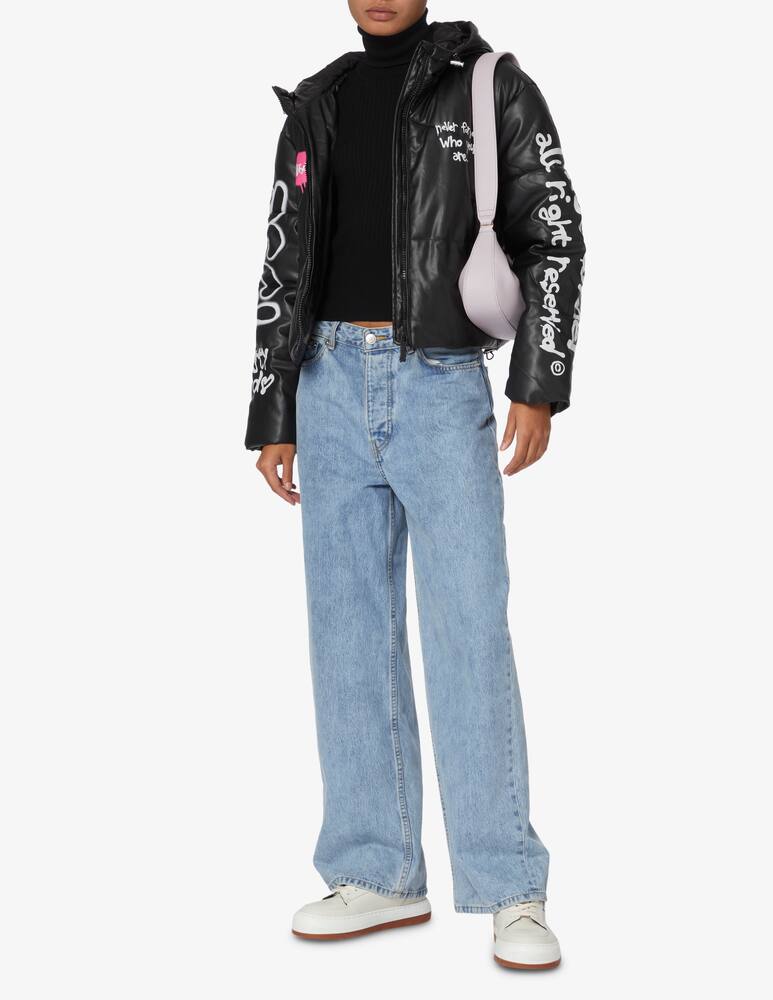 rinascente Disclaimer Giubbino imbottito in similpelle con cappuccio - Nero