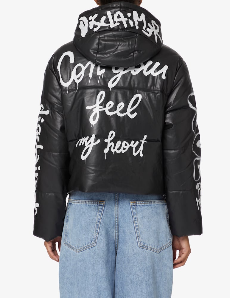 rinascente Disclaimer Giubbino imbottito in similpelle con cappuccio - Nero