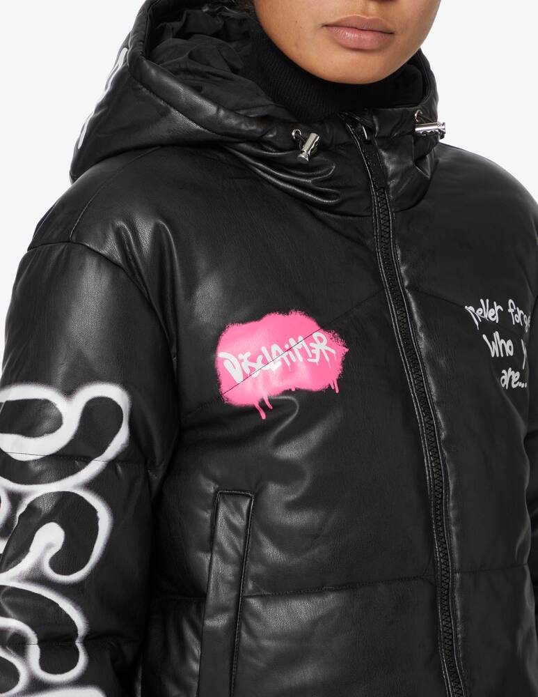 rinascente Disclaimer Giubbino imbottito in similpelle con cappuccio - Nero