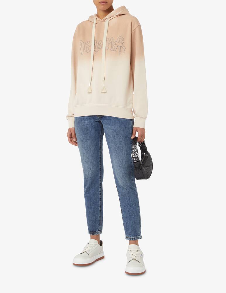 rinascente Disclaimer Cotton hoodie shaded with studs - Beige
