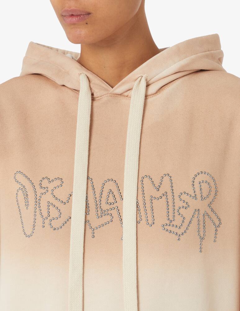 rinascente Disclaimer Cotton hoodie shaded with studs - Beige