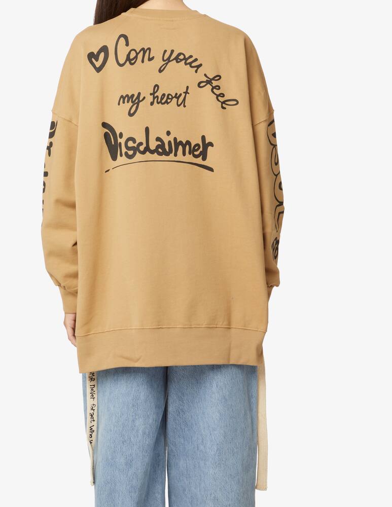 rinascente Disclaimer Felpa girocollo over in cotone con coulisse - Beige