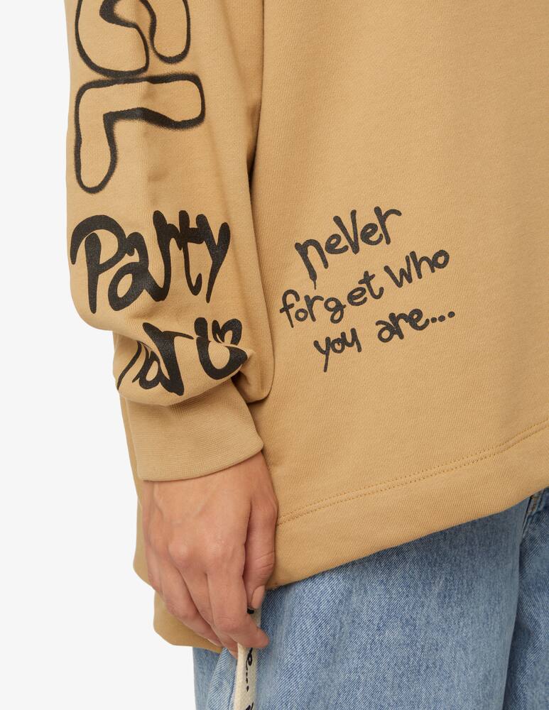 rinascente Disclaimer Felpa girocollo over in cotone con coulisse - Beige