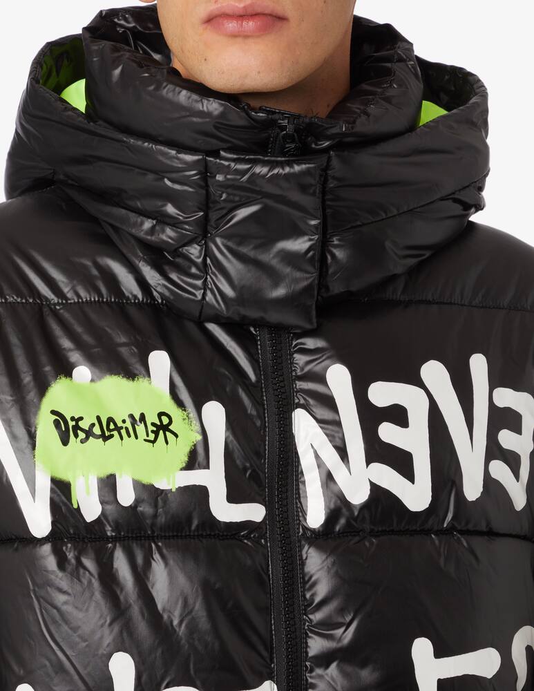 rinascente Disclaimer Hooded puffer jacket - Black