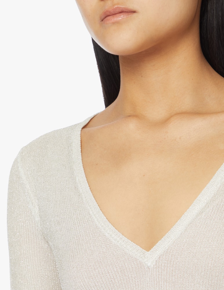 rinascente Missoni Maglietta a manica lunga in viscosa con scollo a V - bianco