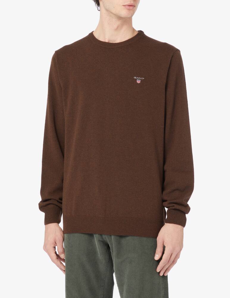 Gant Lambswool roundneck sweater - Brown - picture 1 Gant Lambswool roundneck sweater - Brown - picture 1