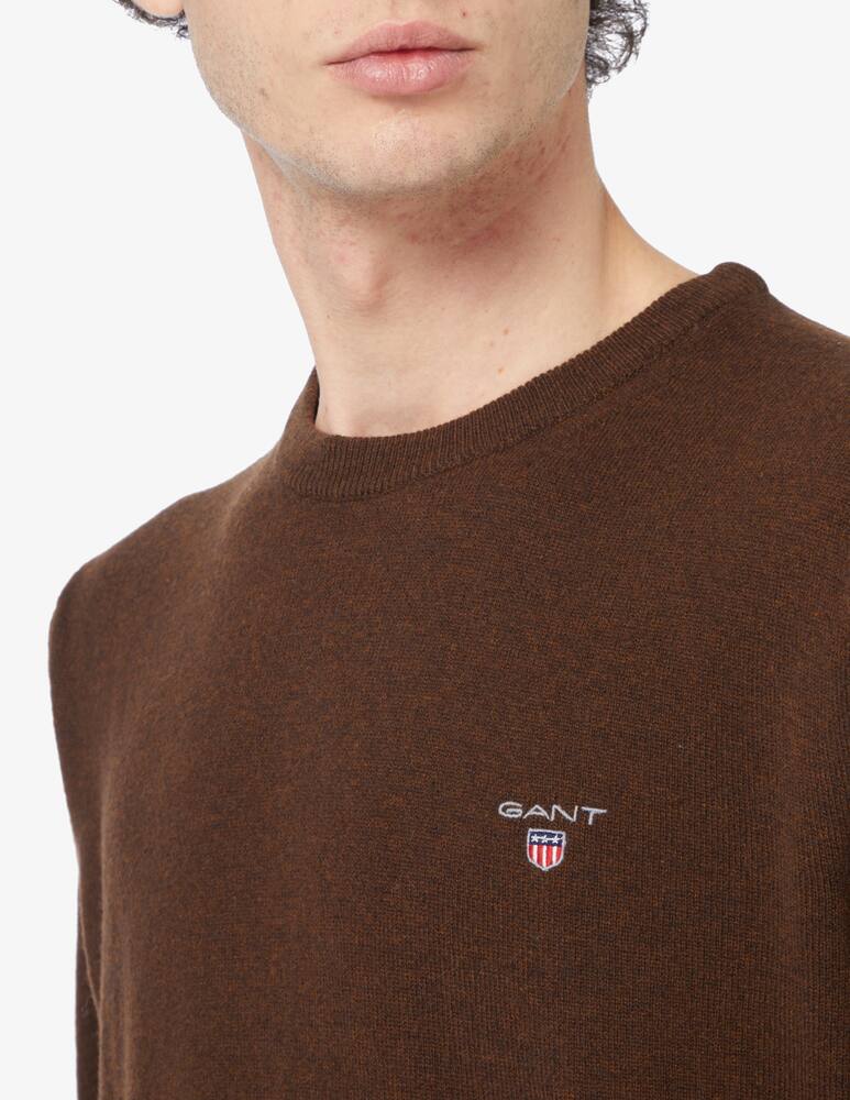 Gant Lambswool roundneck sweater - Brown - picture 4 Gant Lambswool roundneck sweater - Brown - picture 4