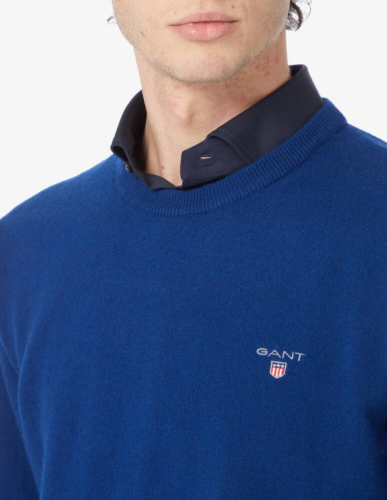 Gant Lambswool roundneck sweater - Blue - picture 4 Gant Lambswool roundneck sweater - Blue - picture 4