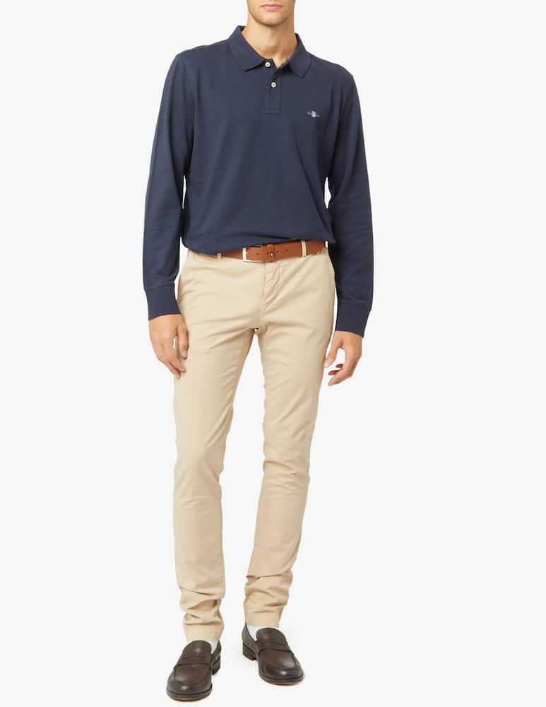 rinascente Gant Piquet small logo long sleeve polo shirt