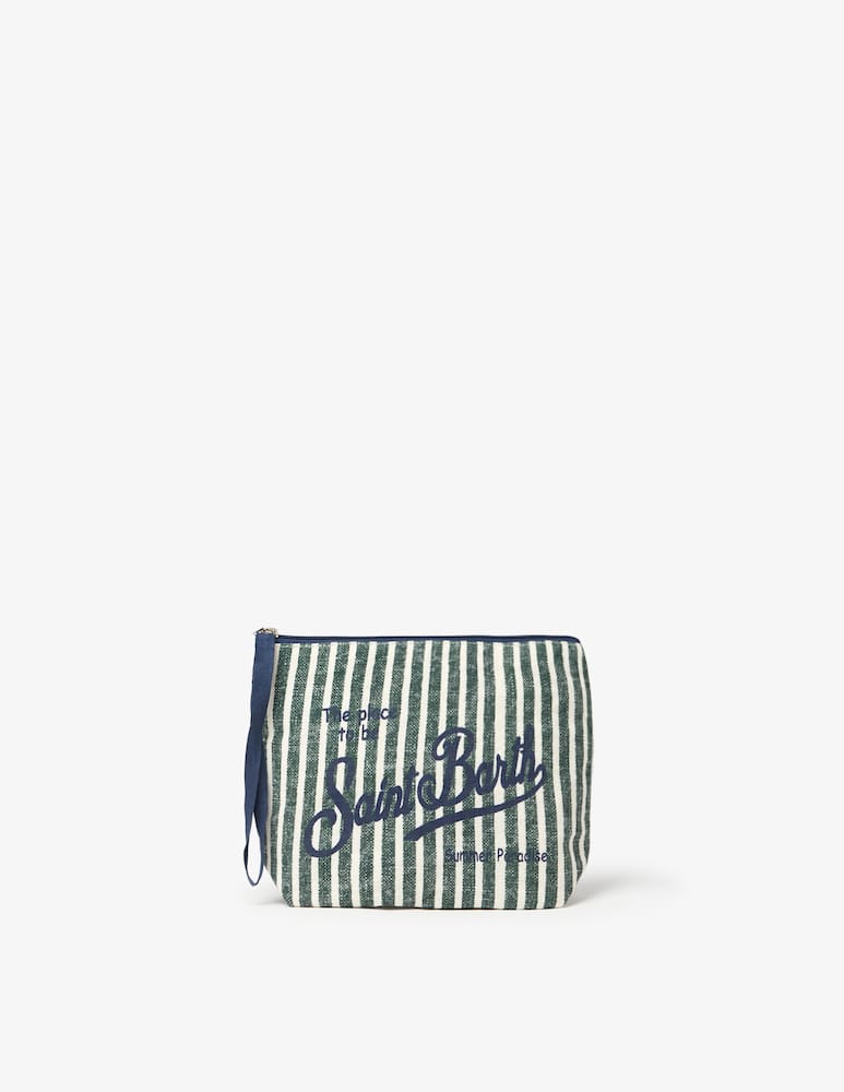 rinascente MC2 Saint Barth Linen striped pochette