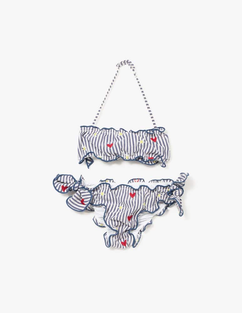 rinascente MC2 Saint Barth Striped heart embroidered bikini