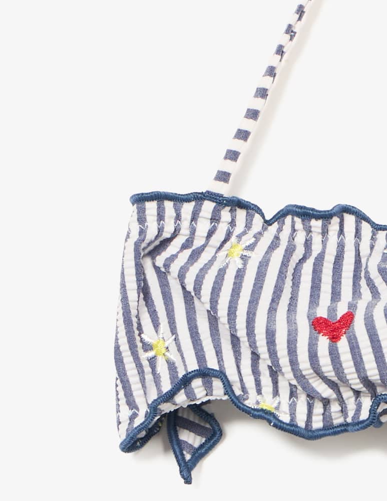 rinascente MC2 Saint Barth Striped heart embroidered bikini