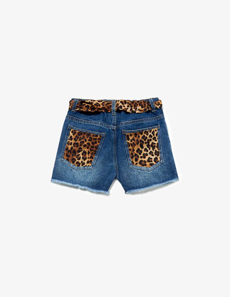 rinascente MC2 Saint Barth Denim shorts with leopard belt