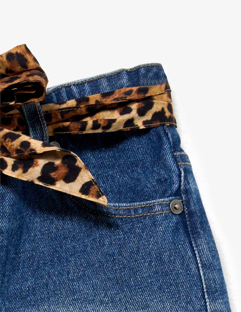 rinascente MC2 Saint Barth Denim shorts with leopard belt