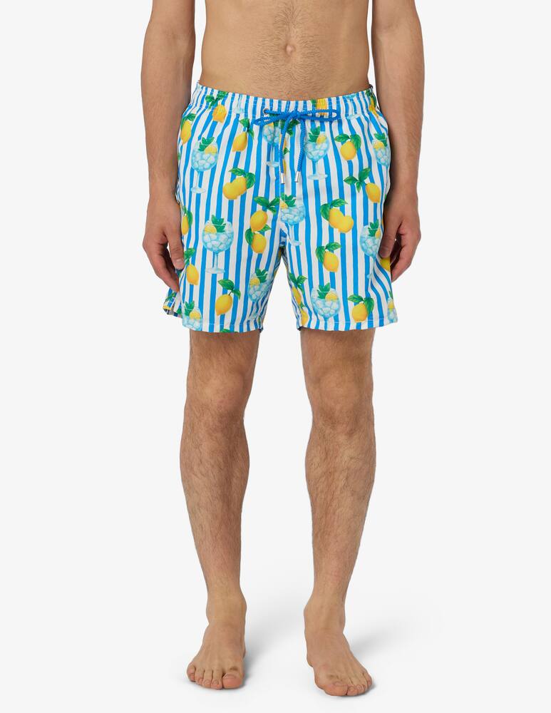rinascente MC2 Saint Barth Striped lemon swim shorts