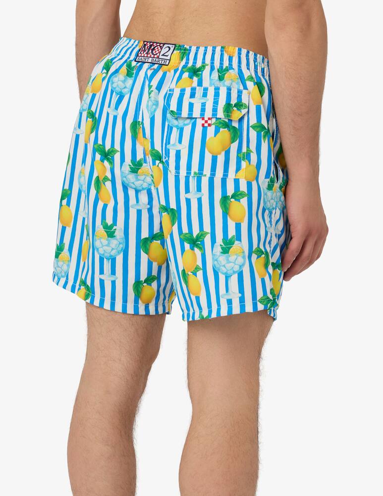rinascente MC2 Saint Barth Striped lemon swim shorts