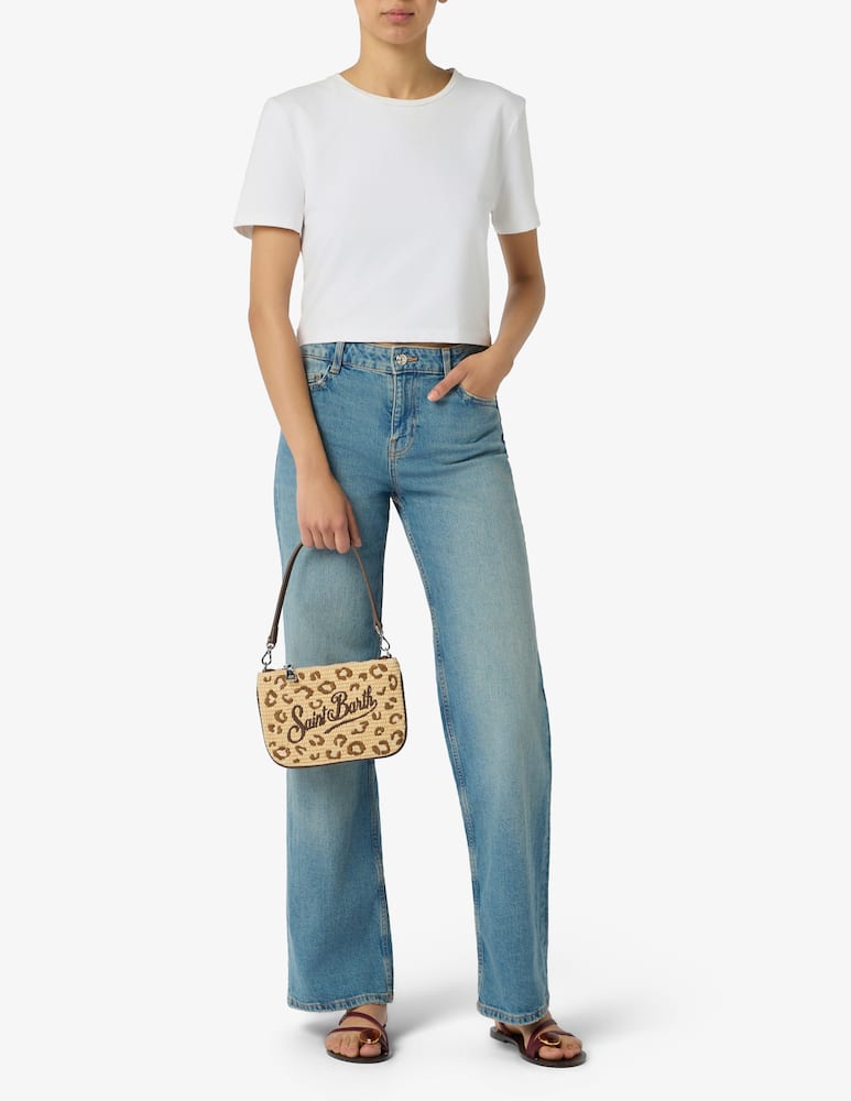 rinascente MC2 Saint Barth Pochette di paglia leopardata