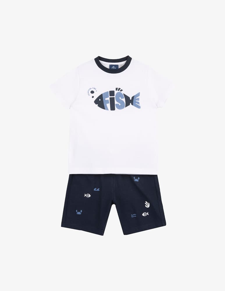 rinascente Chicco Fish print t-shirt set