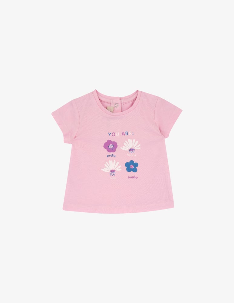 Chicco T-shirt fiori con scritte - immagine 1