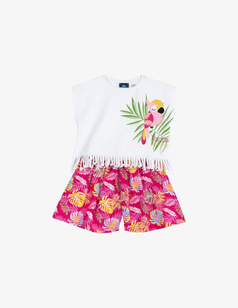 rinascente Chicco Tropical fringe t-shirt set