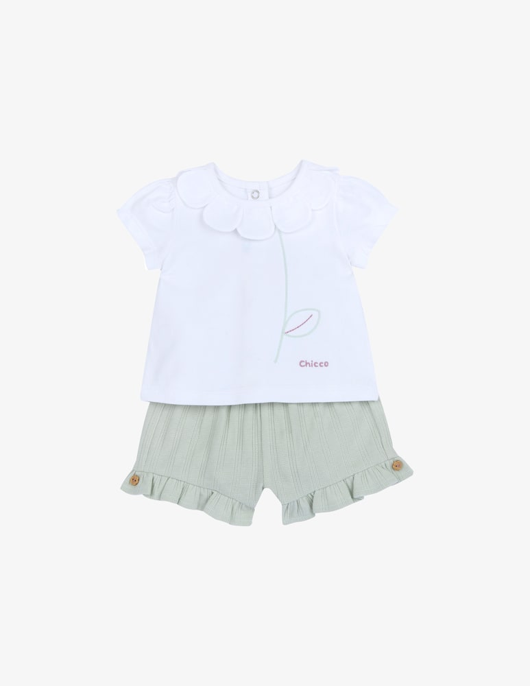 rinascente Chicco Floral collar t-shirt set