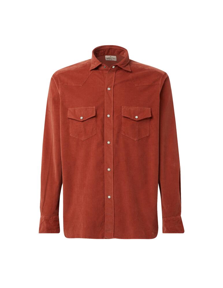 rinascente Bagutta Camicia vellelluto millerighe stretch texana