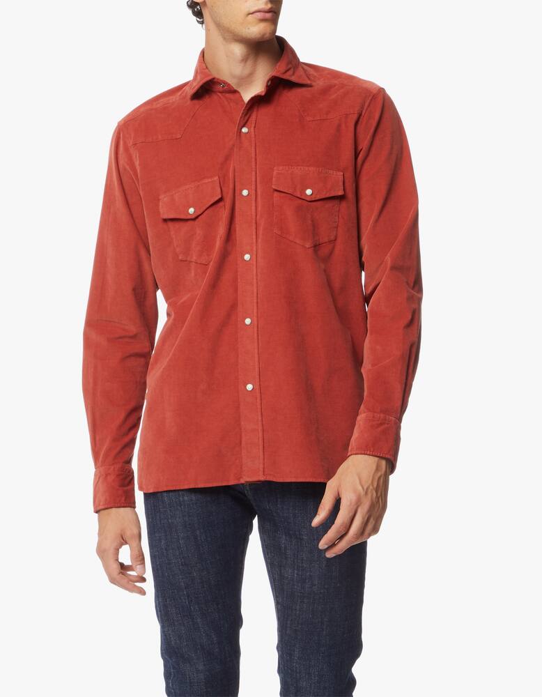 rinascente Bagutta Camicia vellelluto millerighe stretch texana