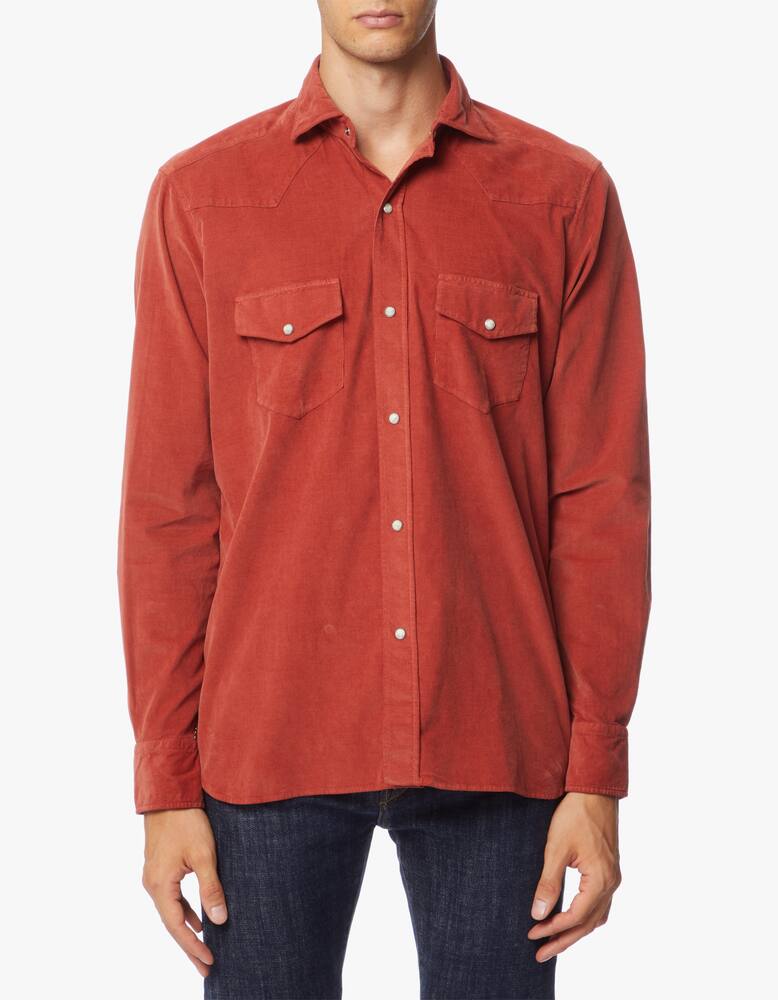 rinascente Bagutta Camicia vellelluto millerighe stretch texana