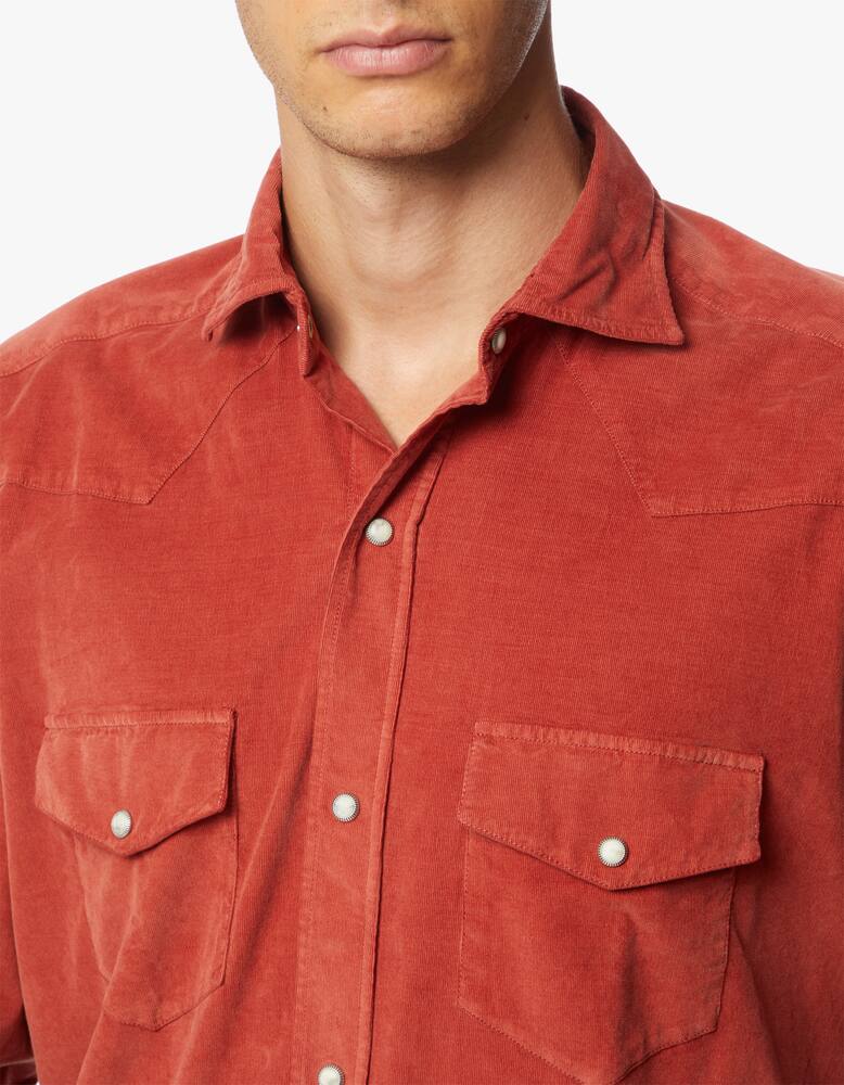 rinascente Bagutta Camicia vellelluto millerighe stretch texana