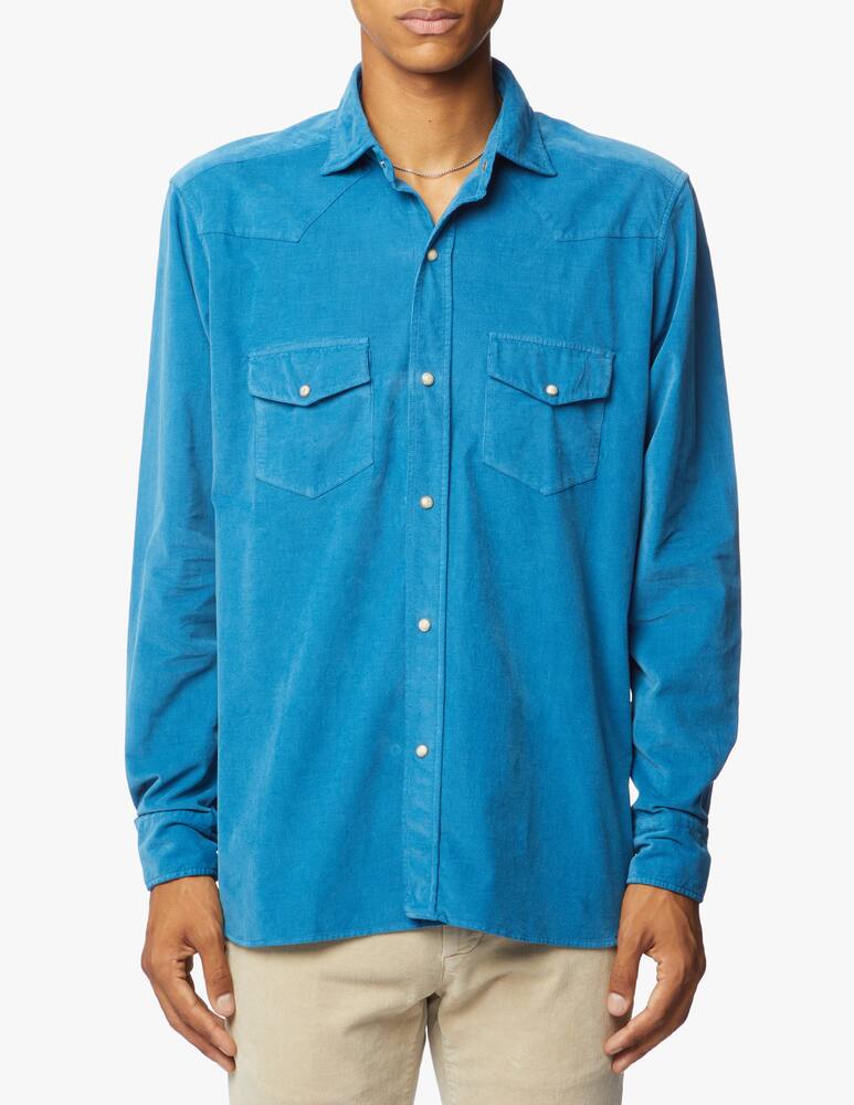 rinascente Bagutta Camicia vellelluto millerighe stretch texana