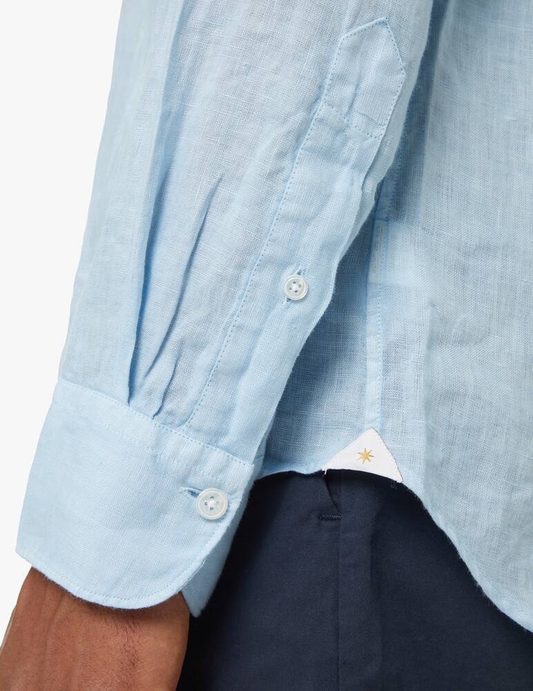 rinascente Bagutta Garment dyed regular linen shirt - light blue