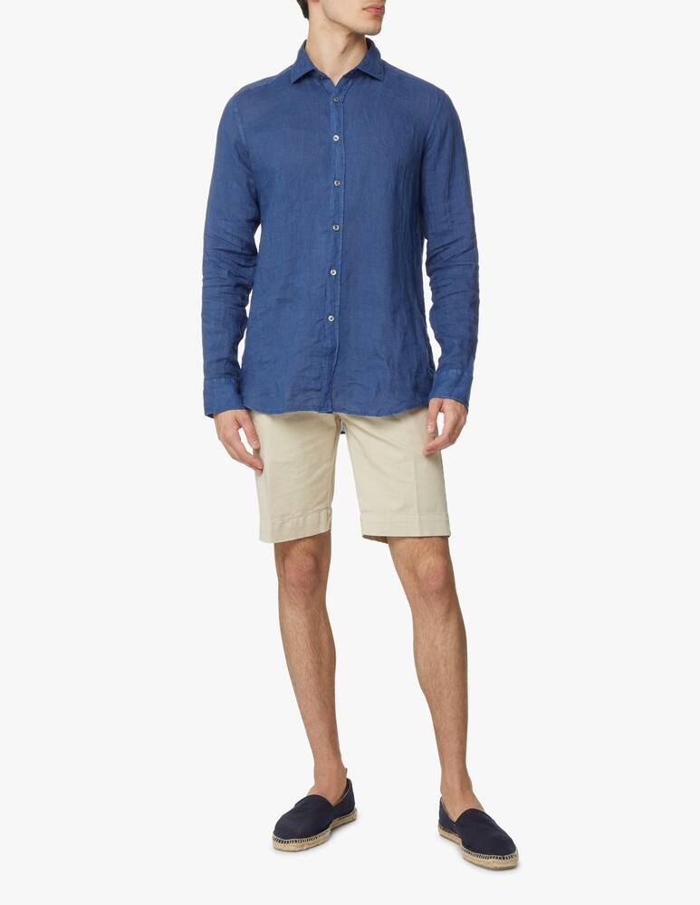 rinascente Bagutta Garment dyed regular linen shirt - blue