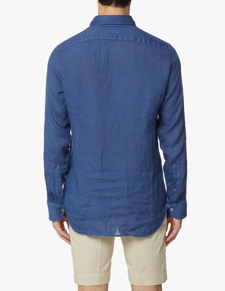 rinascente Bagutta Garment dyed regular linen shirt - blue