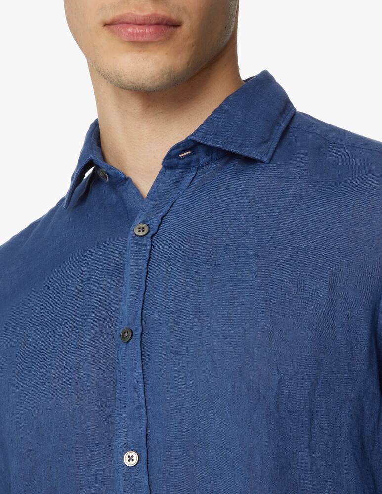 rinascente Bagutta Garment dyed regular linen shirt - blue