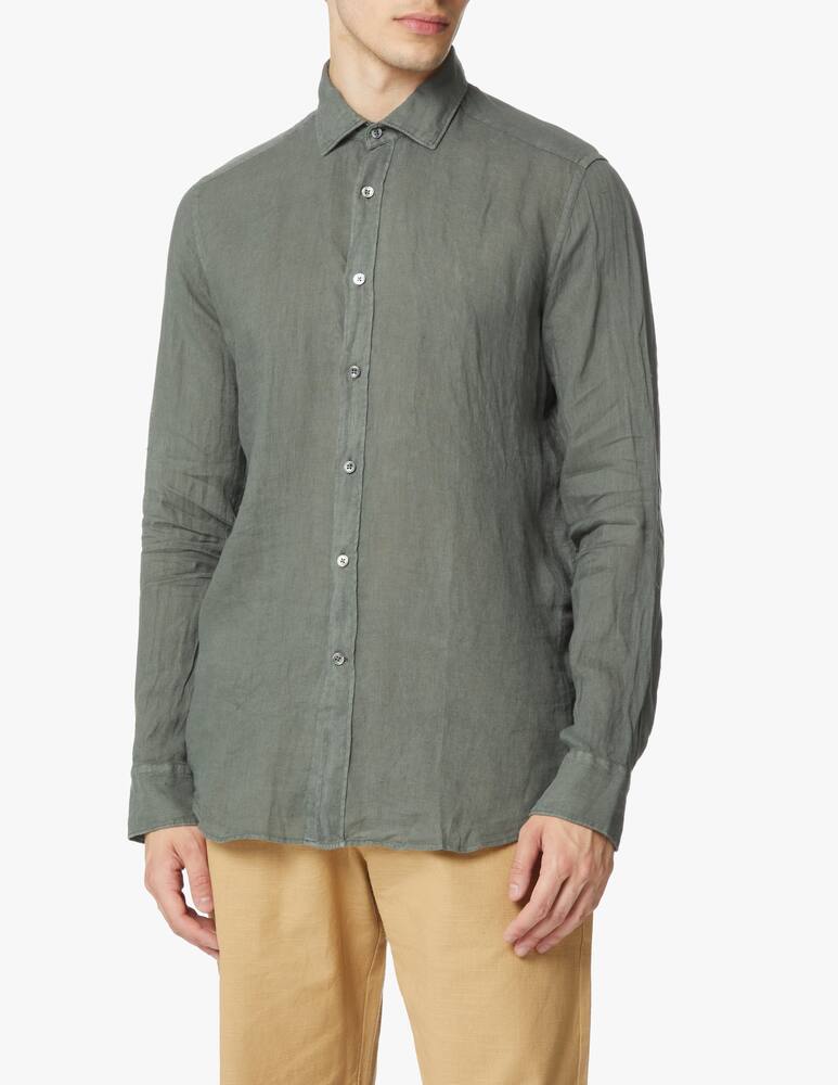 Bagutta Camicia lino regular tinto capo - verde - immagine 1 Bagutta Camicia lino regular tinto capo - verde - immagine 1