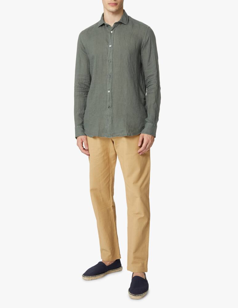rinascente Bagutta Garment dyed regular linen shirt - green