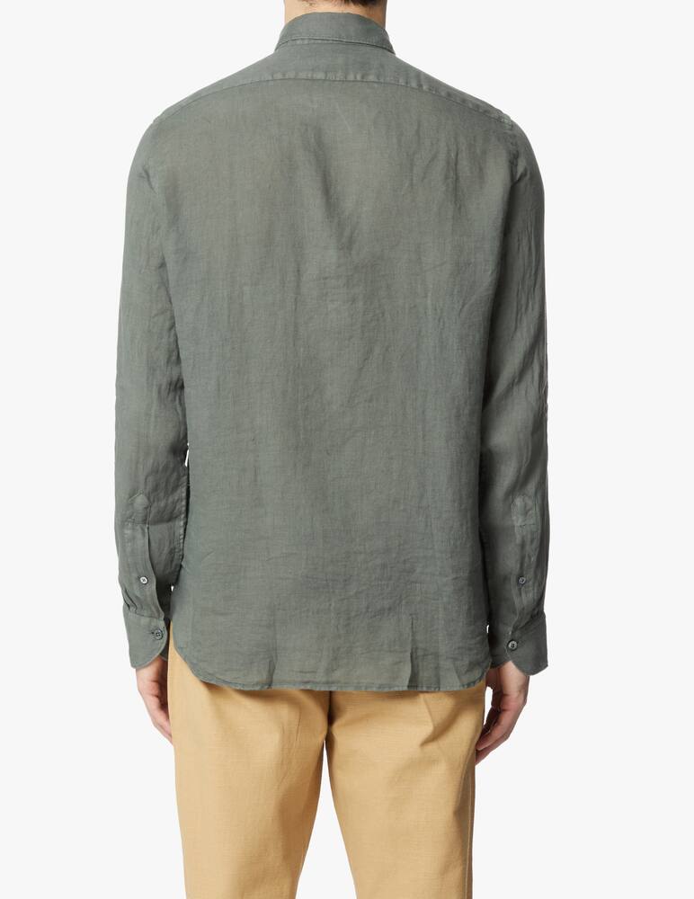 rinascente Bagutta Garment dyed regular linen shirt - green
