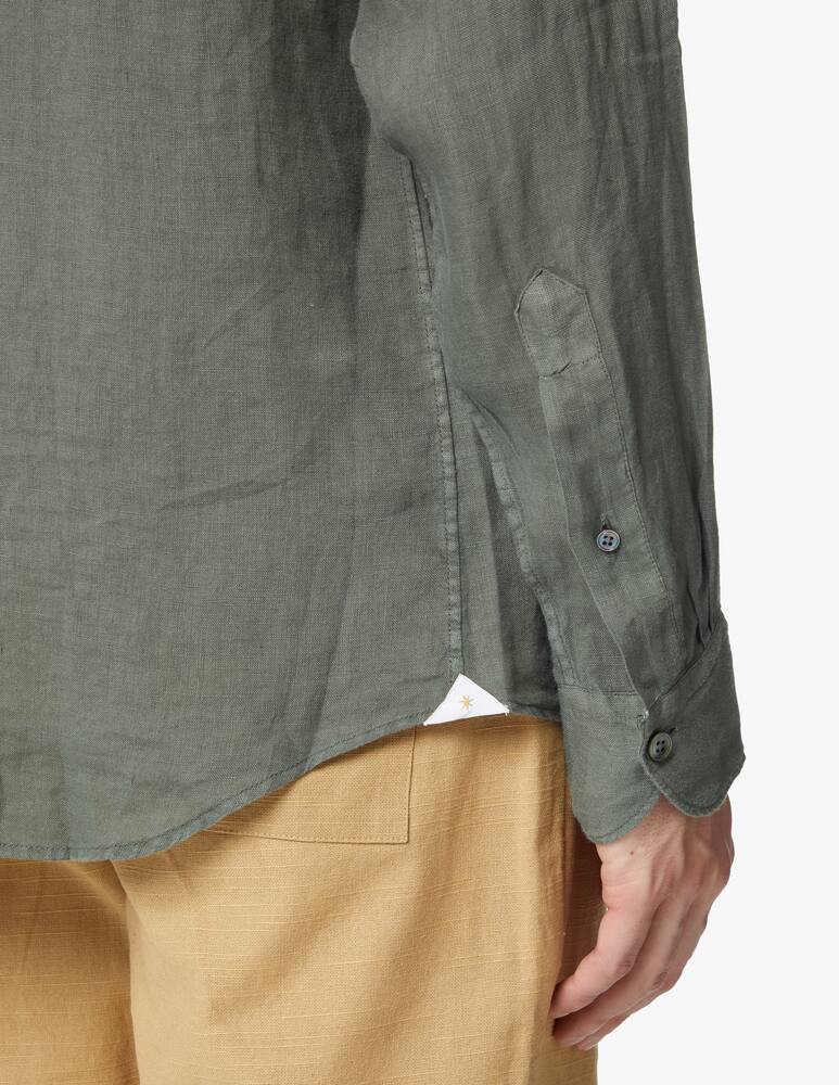 rinascente Bagutta Garment dyed regular linen shirt - green