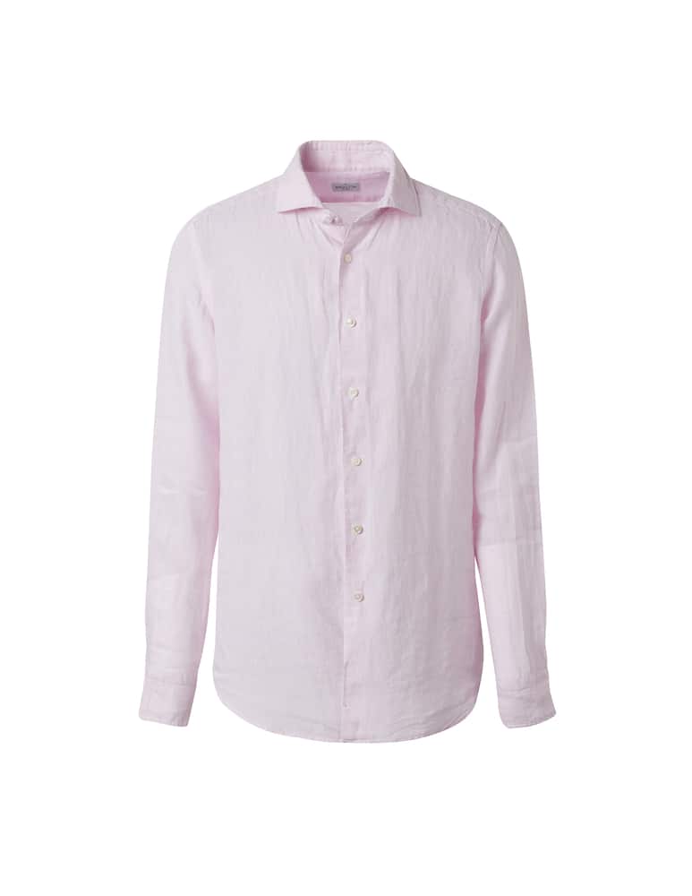 rinascente Bagutta Camicia lino tinto in filo slim - rosa