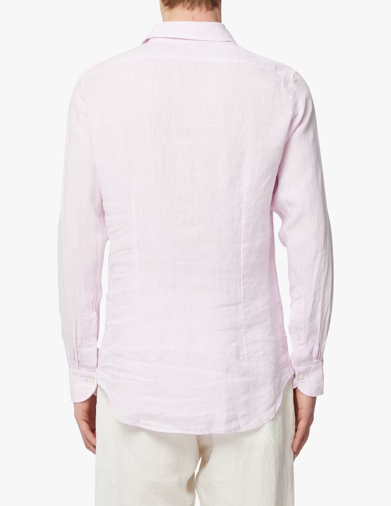 rinascente Bagutta Camicia lino tinto in filo slim - rosa
