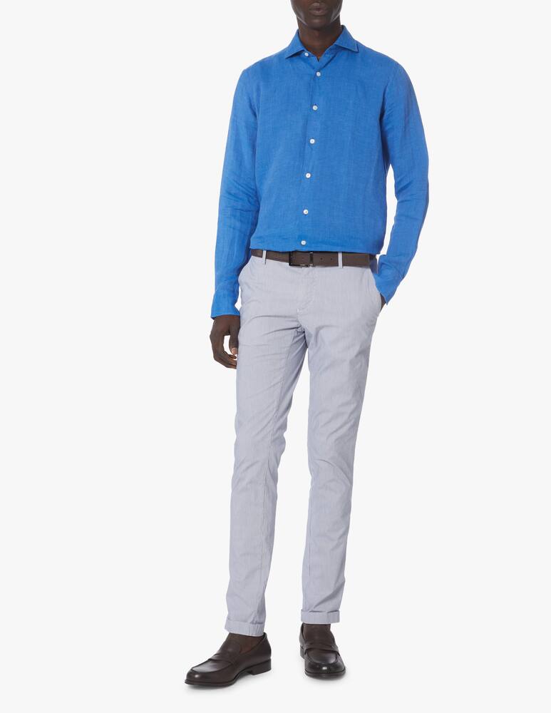 rinascente Bagutta Yarn dyed linen slim shirt - blue