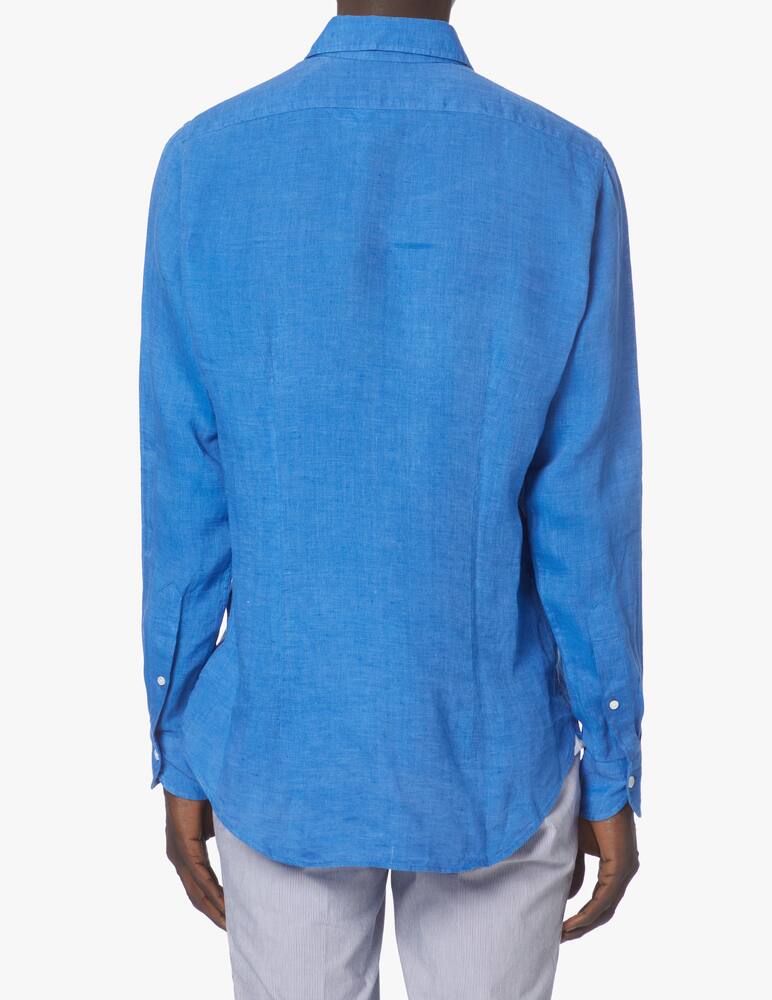 rinascente Bagutta Yarn dyed linen slim shirt - blue