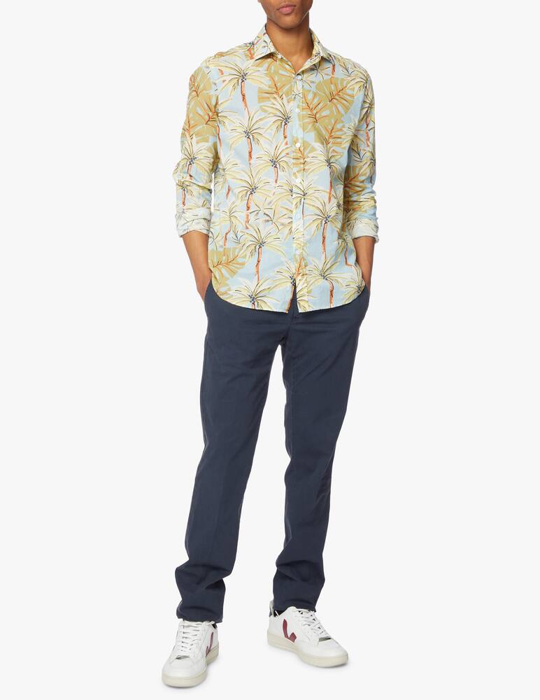 Bagutta Palm print slim cotton shirt - light blue - picture 2 Bagutta Palm print slim cotton shirt - light blue - picture 2