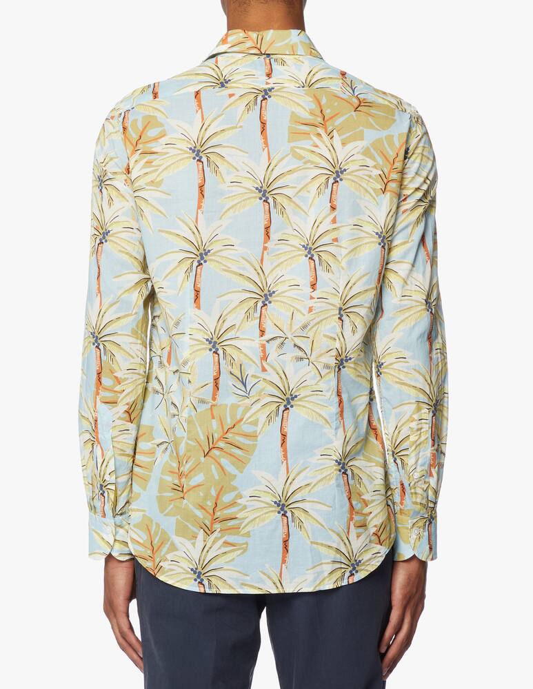 Bagutta Palm print slim cotton shirt - light blue - picture 3 Bagutta Palm print slim cotton shirt - light blue - picture 3