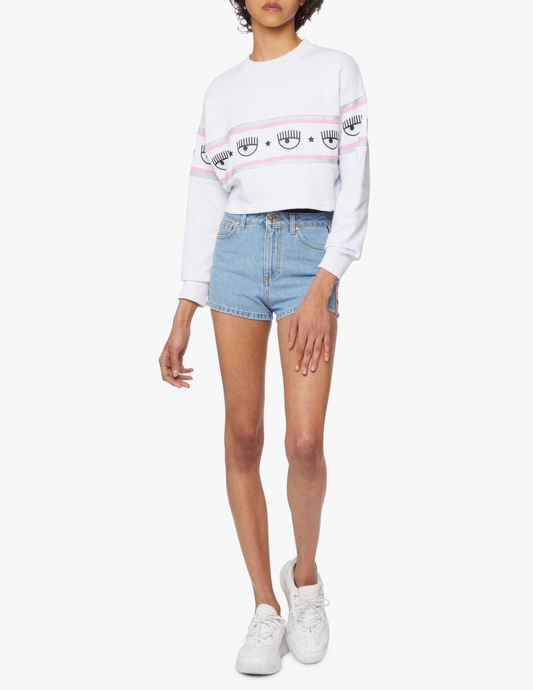 rinascente Chiara Ferragni Felpa crop in cotone logomania