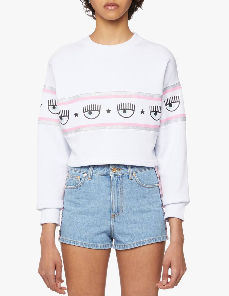rinascente Chiara Ferragni Felpa crop in cotone logomania