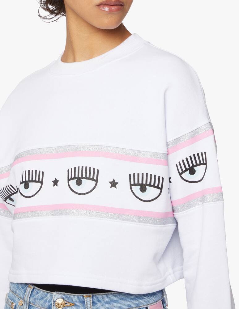 rinascente Chiara Ferragni Felpa crop in cotone logomania