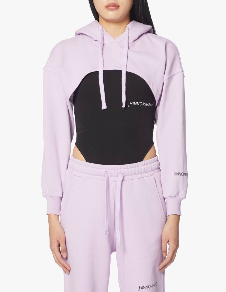 rinascente HINNOMINATE Felpa con cappuccio crop in cotone