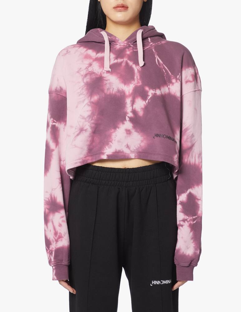 rinascente HINNOMINATE Felpa crop con cappuccio e stampa tie-dye
