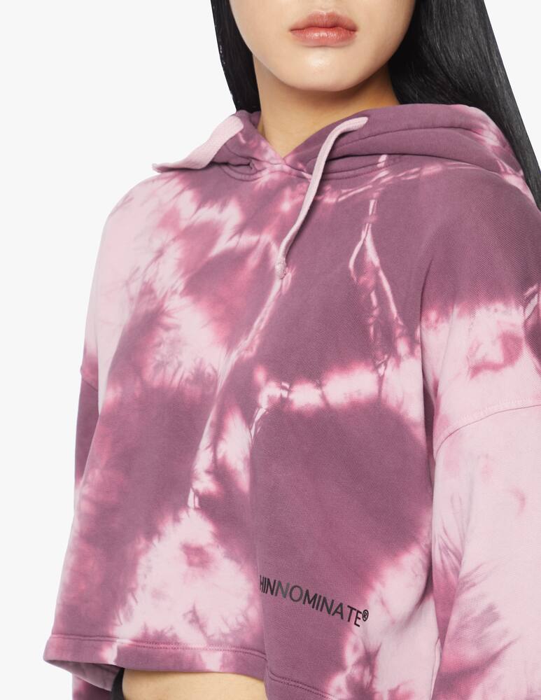 rinascente HINNOMINATE Felpa crop con cappuccio e stampa tie-dye